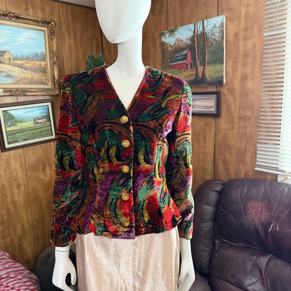 Colorful Velvet Blazer Jacket - Picture 2 of 4